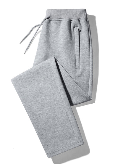 3 Pieces Solid Zipper Pocket Cotton Straight Leg Pants