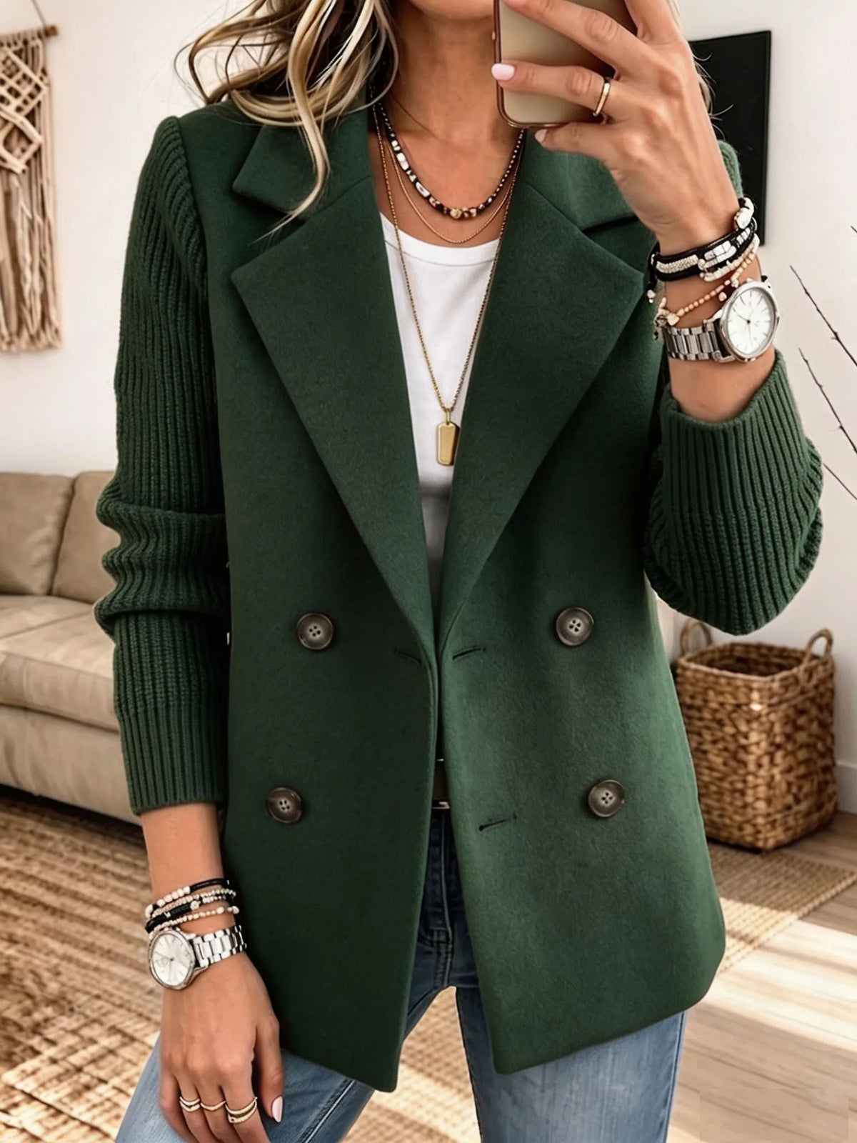 CLARA ELEGANT BLAZER WITH KNIT SLEEVES
