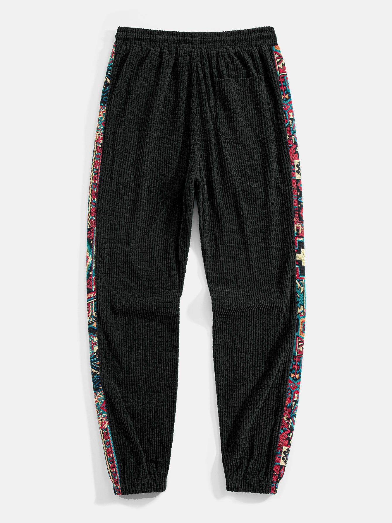 Ethnic Geometric Jacquard Patchwork Corduroy Pants