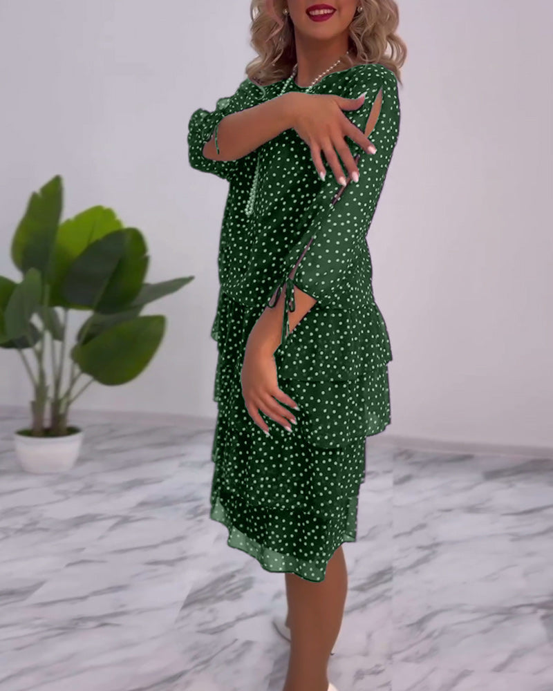 Claire™ Elegant Layered Polka Dot Dress