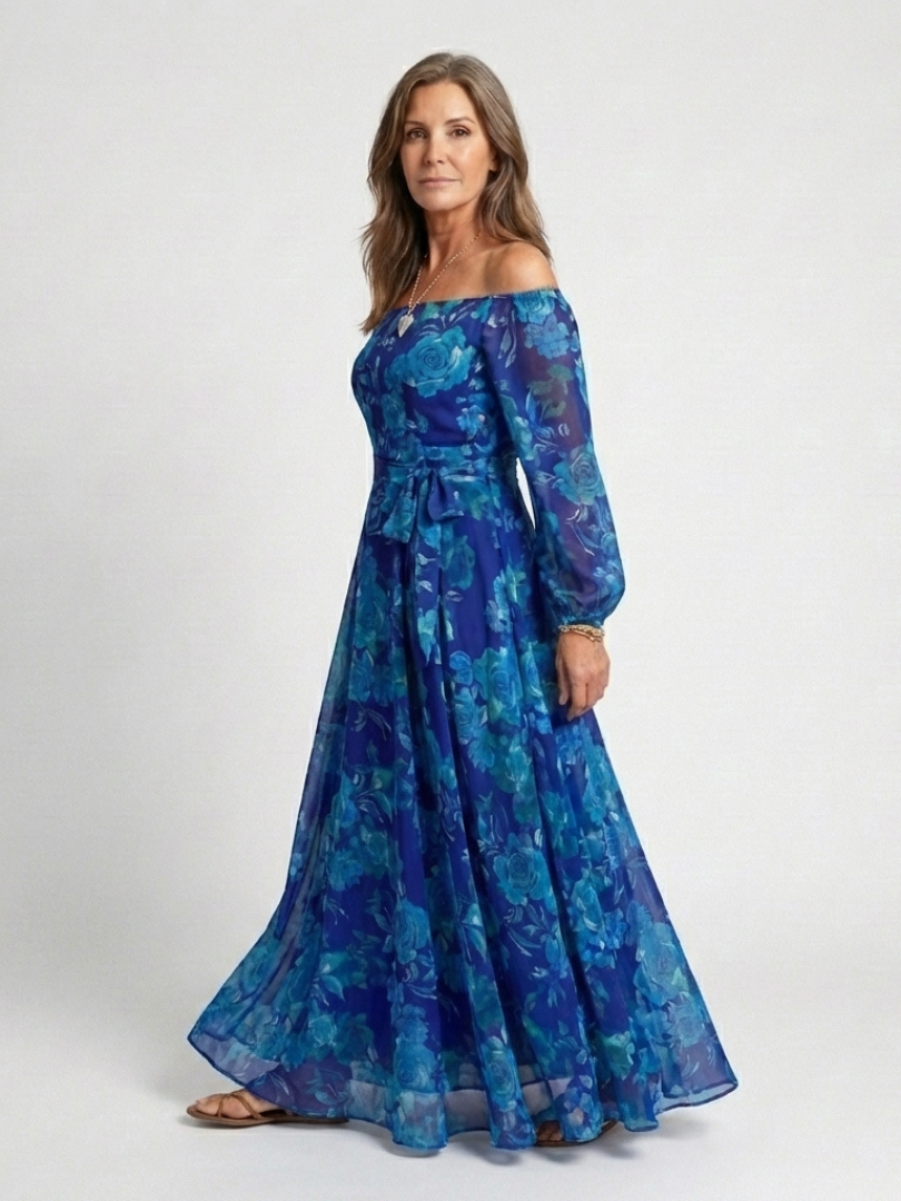 Ellis & Johnson™  | Off Shoulder Floral Maxi Dress