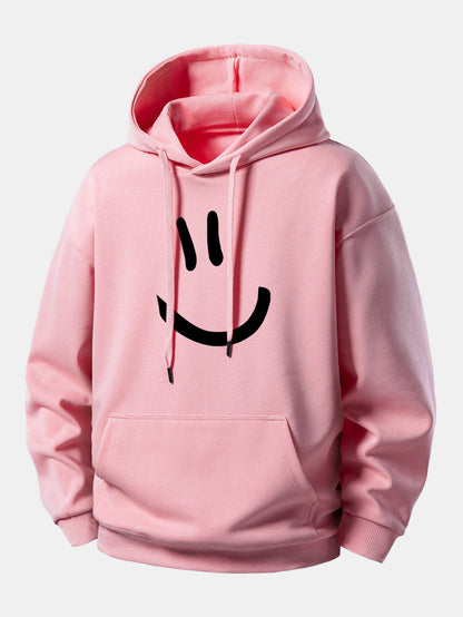 Smiley Face Print Relax Fit Hoodie