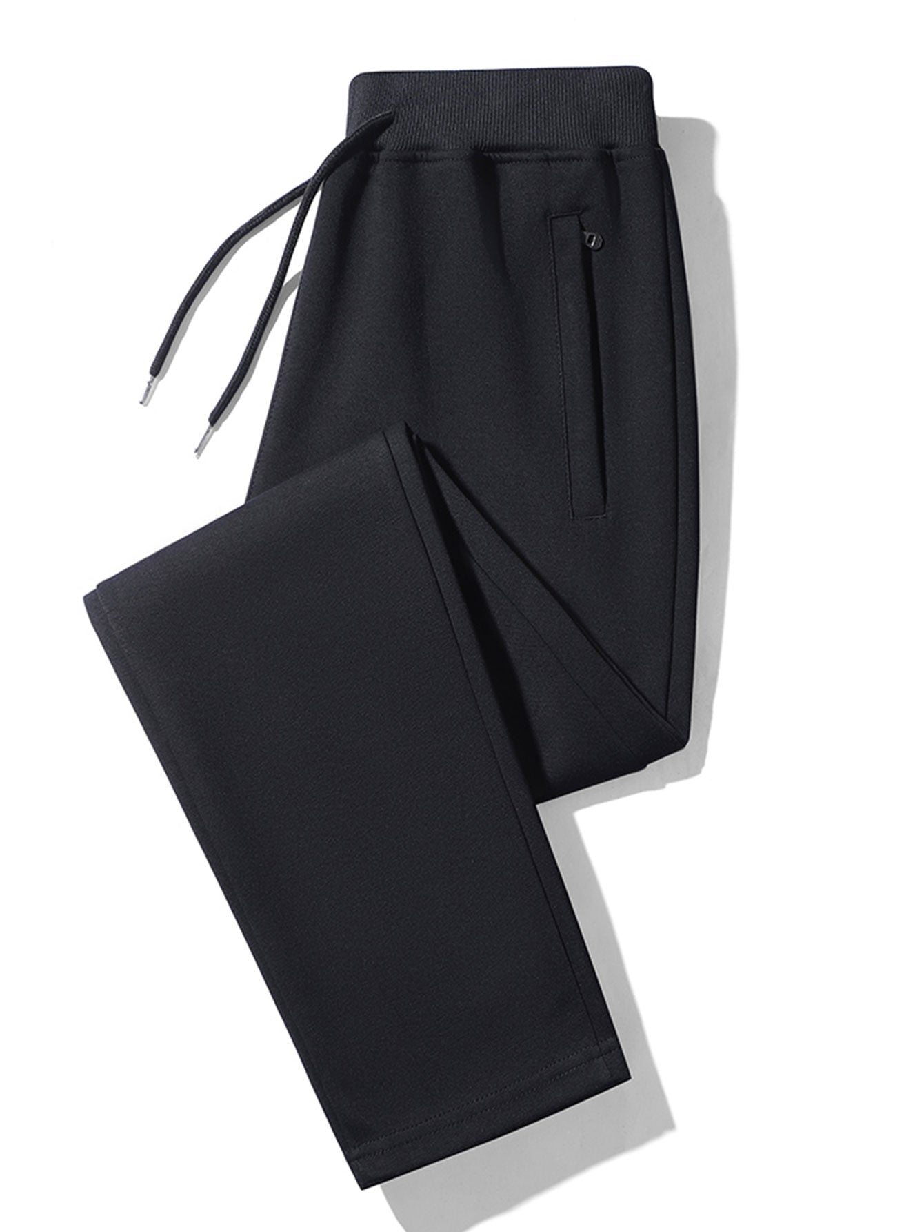 3 Pieces Solid Zipper Pocket Cotton Straight Leg Pants