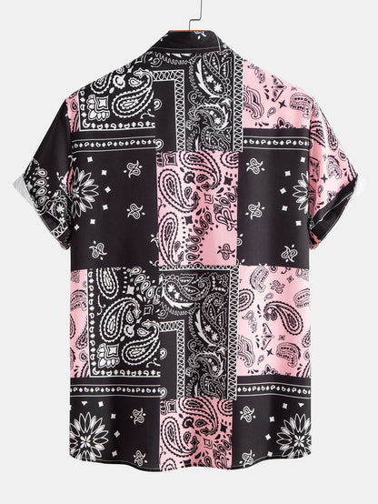 Paisley Print Button Up Shirt & Shorts