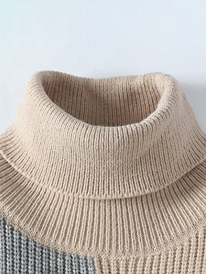Color Block Turtle Neck Sweater