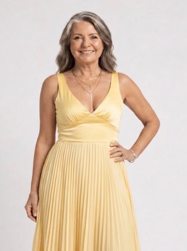 Bethany™  | Pleated V-Neck Maxi Dress