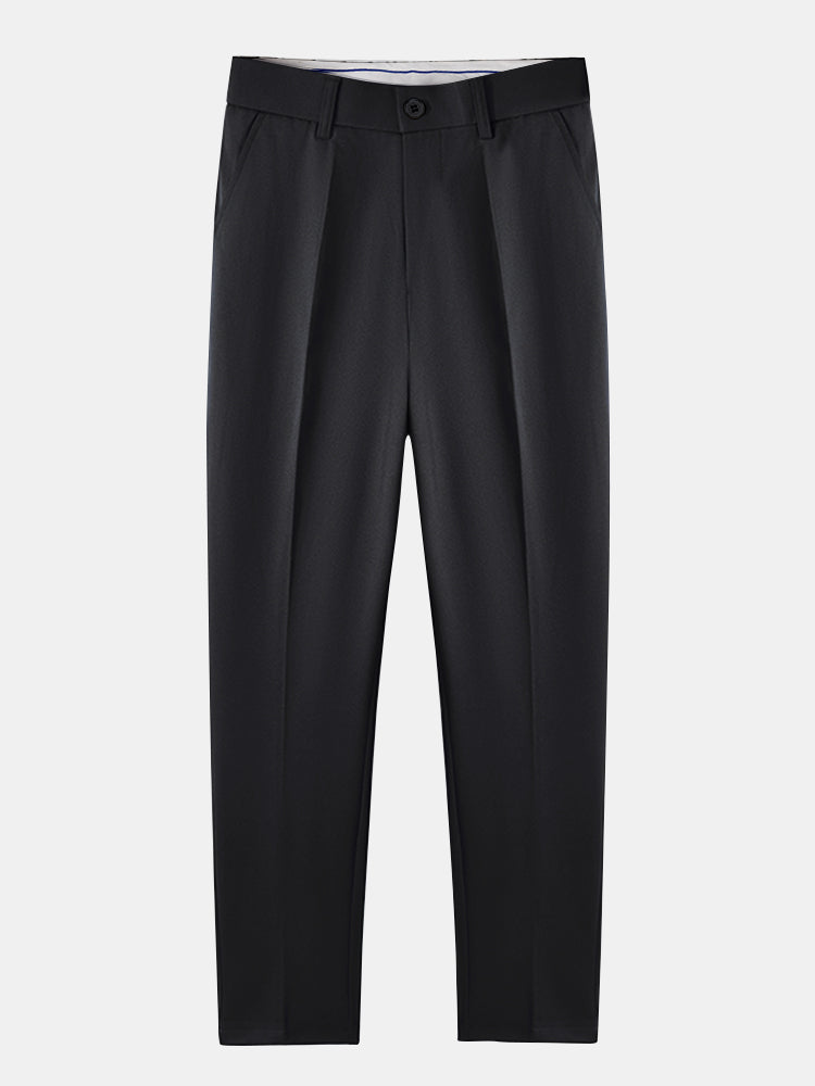 Contrast Trim Textured Zipper Knit Polo & Slim Fit Tapered Trousers