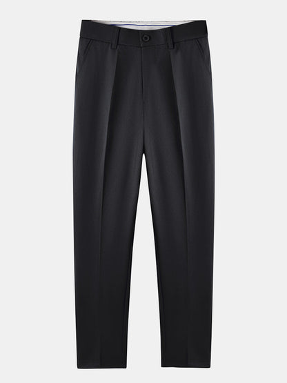 Contrast Trim Textured Zipper Knit Polo & Slim Fit Tapered Trousers