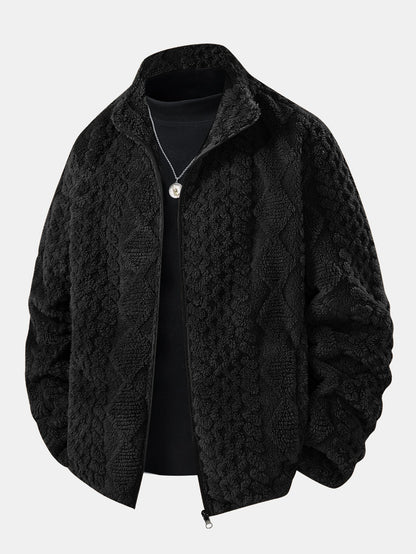 Geometric Jacquard Teddy Jacket