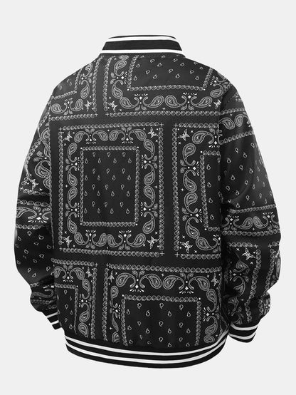 Paisley Print Baseball Jacket