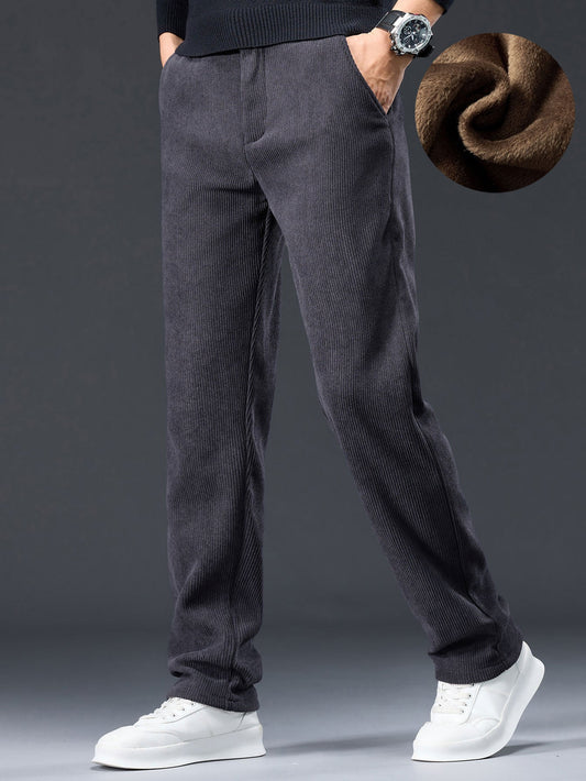 Warm Fleece-Lined Winter Straight Leg Corduroy Pants