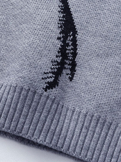 Japanese Cat Print Crew Neck Sweater