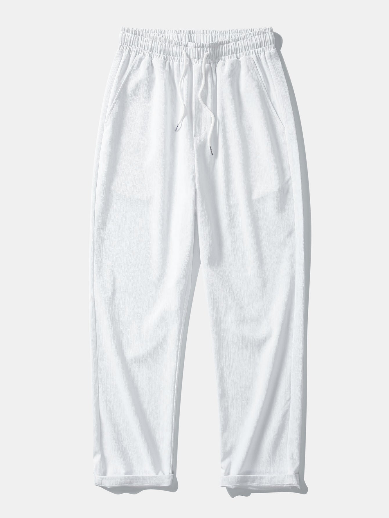Geometry Rhombus Jacquard Button Up Shirt & Crinkle Textured Straight Leg Pants