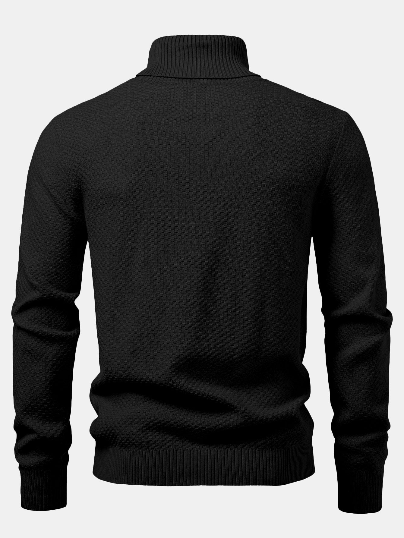 Checkerboard Textured Turtle Neck Sweater