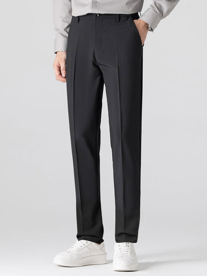Contrast Trim Textured Zipper Knit Polo & Slim Fit Tapered Trousers