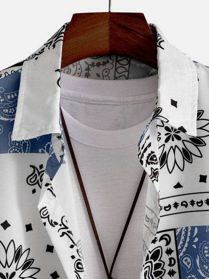 Paisley Print Button Up Shirt & Shorts