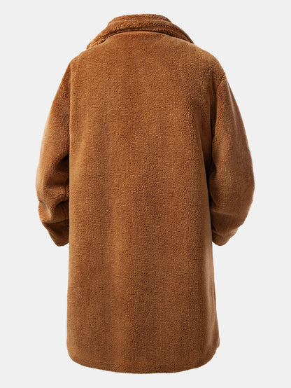 Relax Fit Warm Teddy Fleece Long Coat
