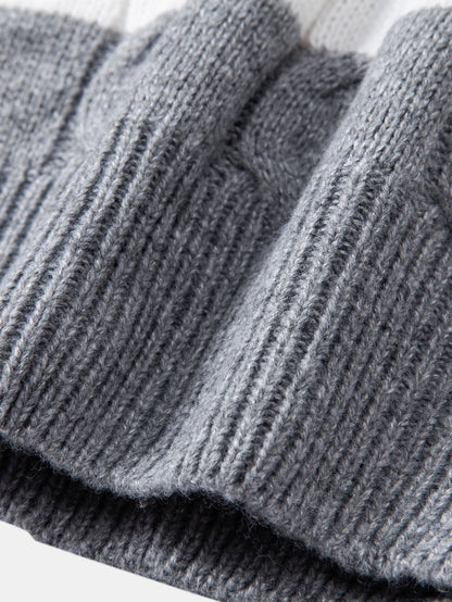 Contrast Twist Jacquard Knit Sweater