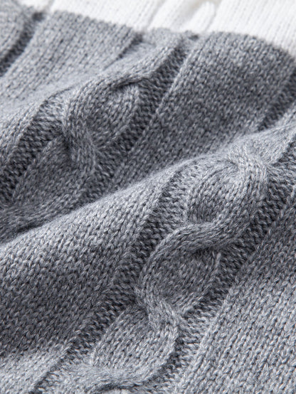 Contrast Twist Jacquard Knit Sweater