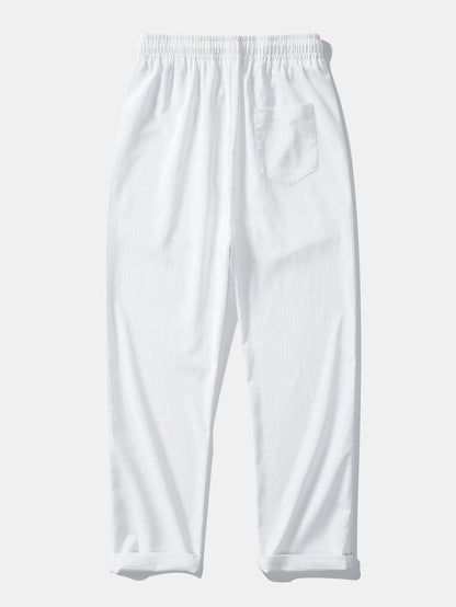 Geometry Rhombus Jacquard Button Up Shirt & Crinkle Textured Straight Leg Pants