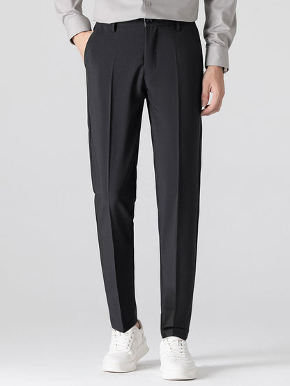 Contrast Trim Textured Zipper Knit Polo & Slim Fit Tapered Trousers