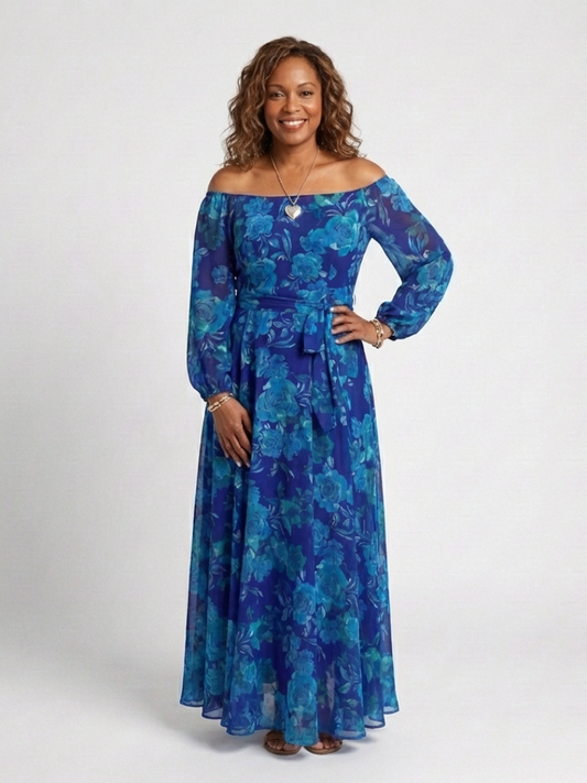 ARVELYNE™  | Off Shoulder Floral Maxi Dress
