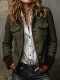 Vintage Women's Herringbone Blazer with Contrast Trim