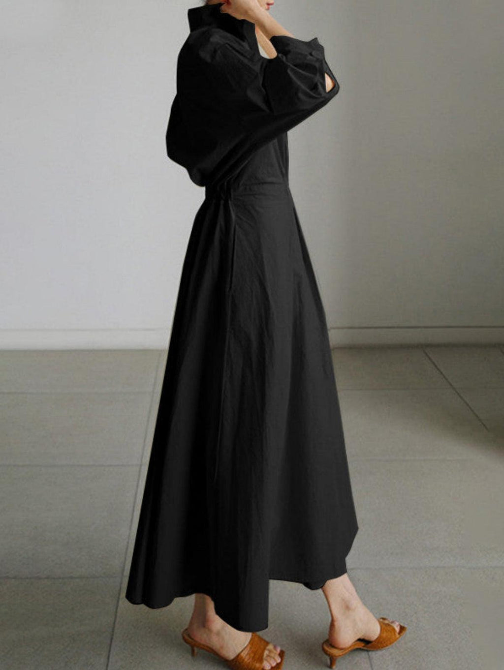 Elsie™ Elegant Button Lapel Midi Dress