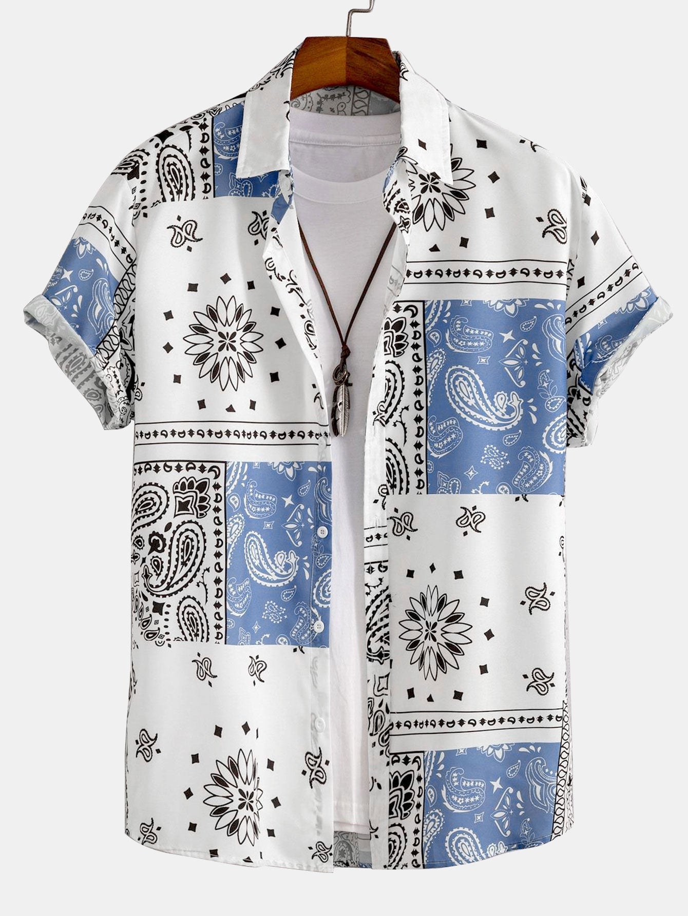 Paisley Print Button Up Shirt & Shorts