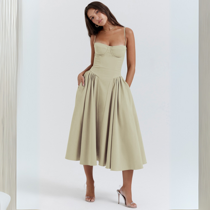 TRENTA™ - Chic Spaghetti Strap Bodycon Midi Dress