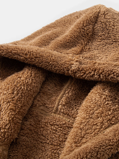 Teddy Fleece Button Up Hooded Coat