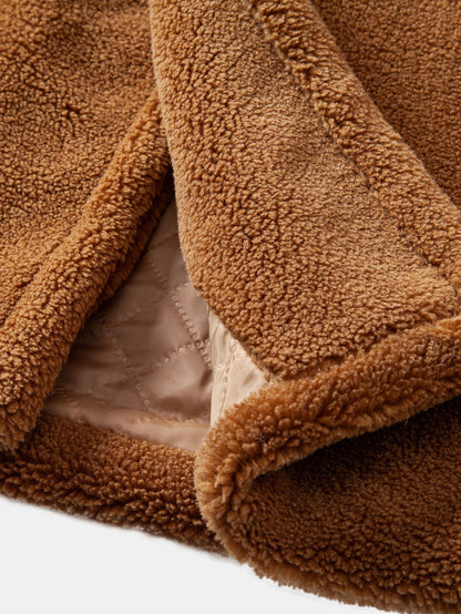 Relax Fit Warm Teddy Fleece Long Coat