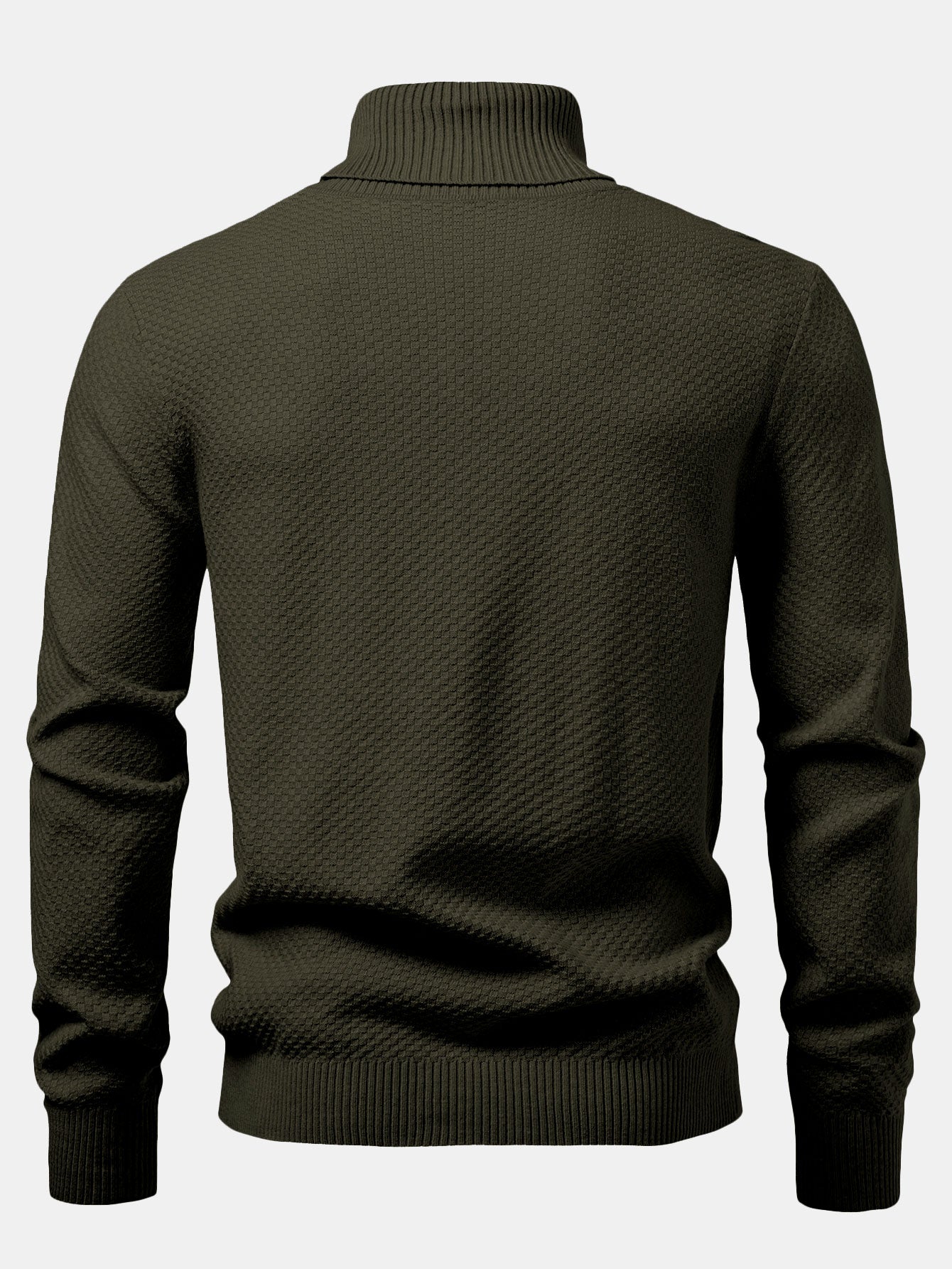 Checkerboard Textured Turtle Neck Sweater