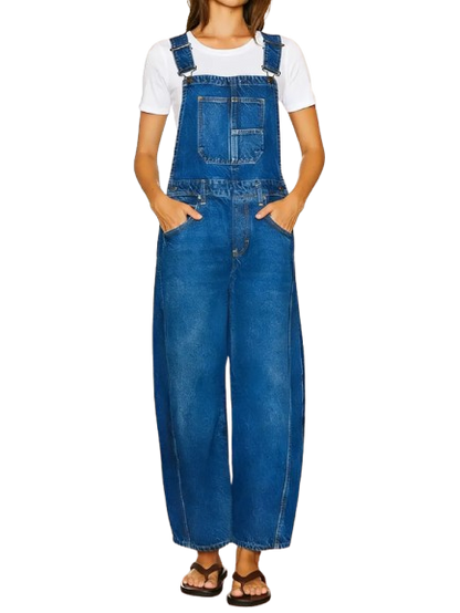 Mia - Denim Dungaree Jumpsuit with Pockets