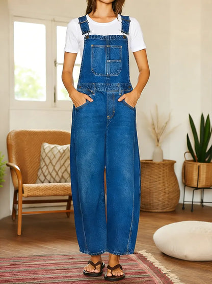 Mia - Denim Dungaree Jumpsuit with Pockets