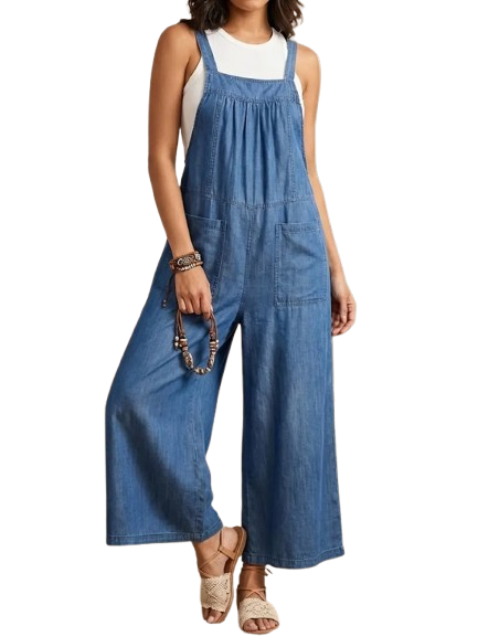 Alice - Relaxed Denim Jumpsuit with Straps