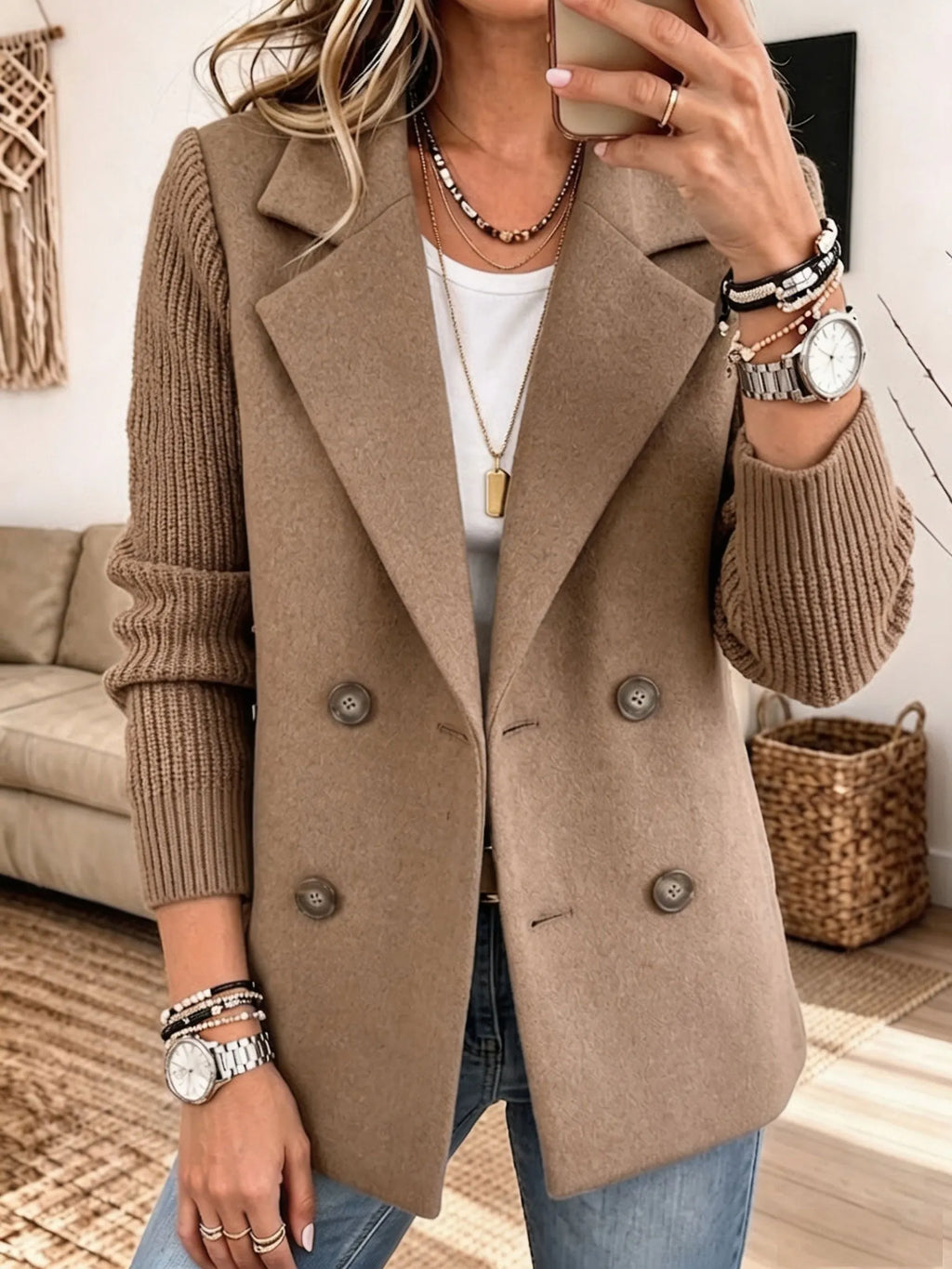 CLARA ELEGANT BLAZER WITH KNIT SLEEVES