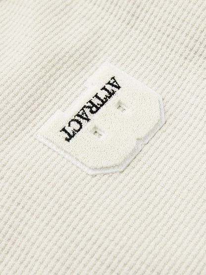 Teddy Lined Corduroy Hooded Puffer Coat