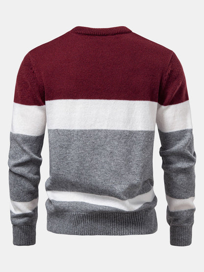 Contrast Twist Jacquard Knit Sweater