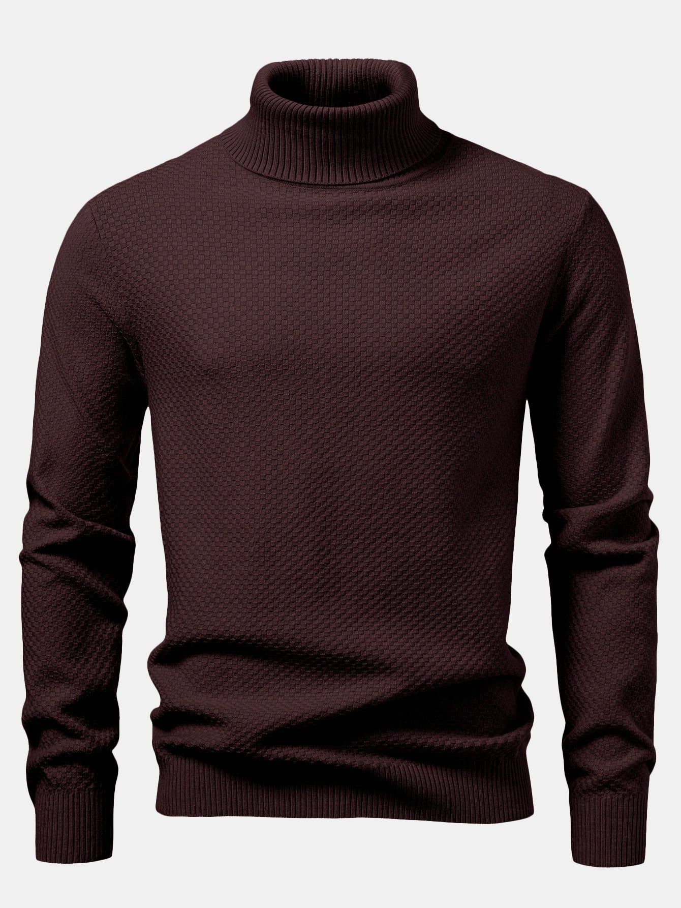 Checkerboard Textured Turtle Neck Sweater