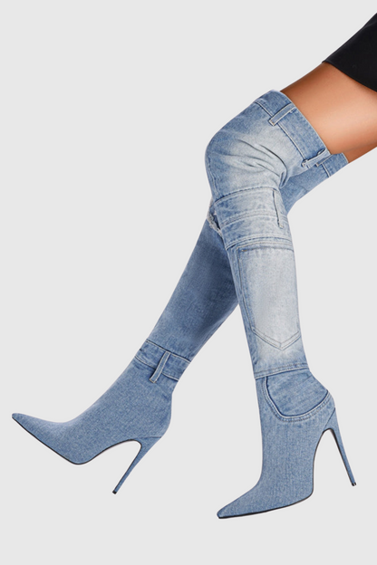 Evie High Heel Denim Boots
