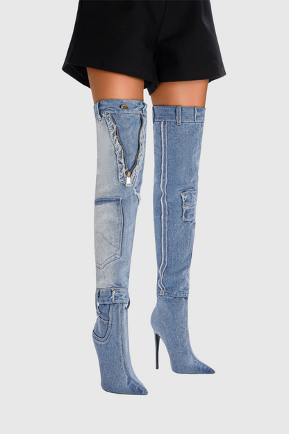 Evie High Heel Denim Boots