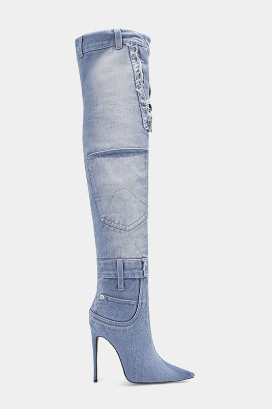 Evie High Heel Denim Boots