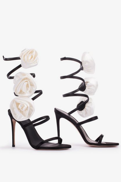 Olivia Rose Twists Satin Sandals - Black