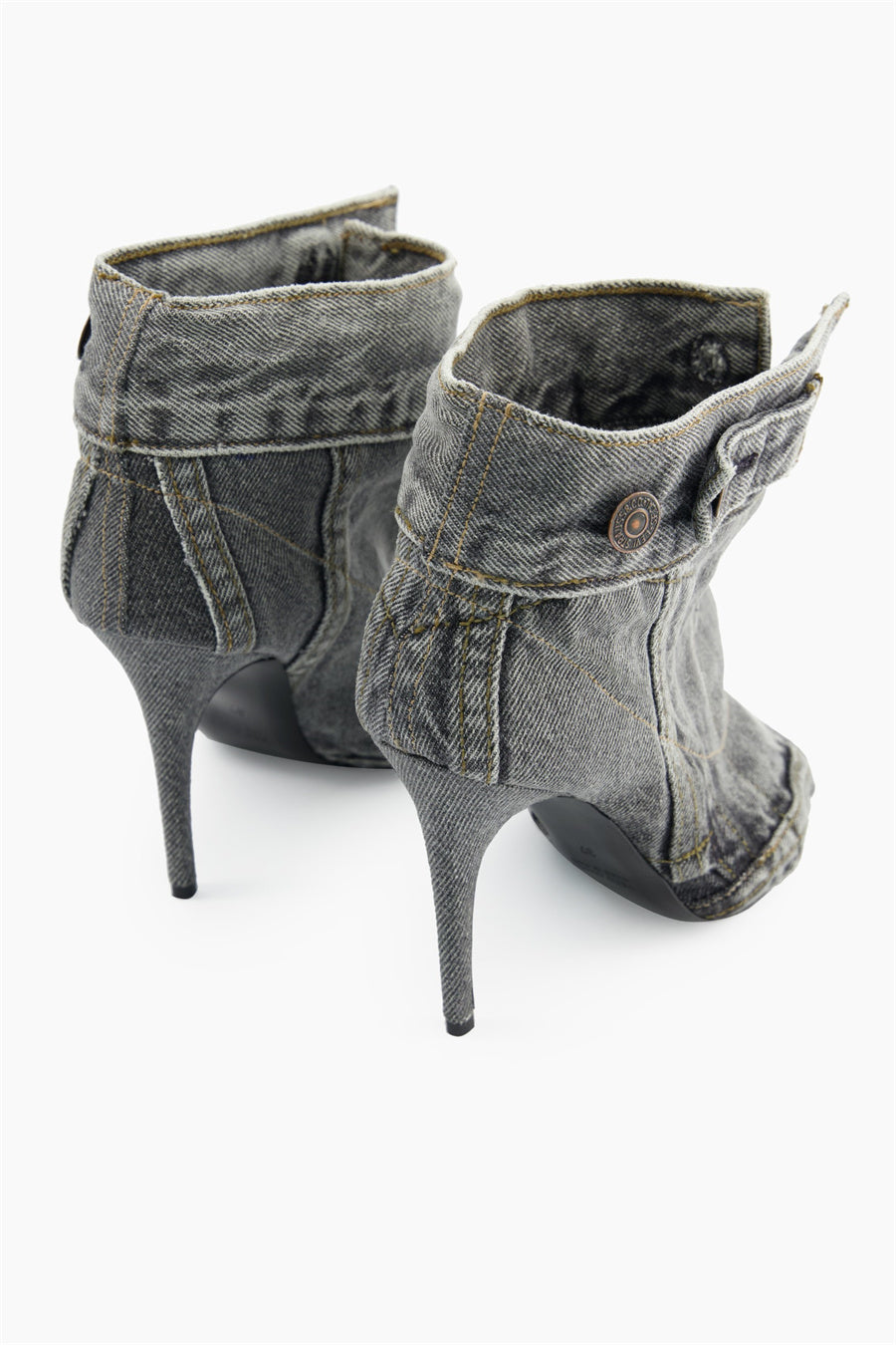 Sarah Denim Button Fish Mouth Sandal Bootie