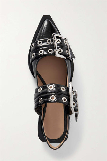 Emily Buckle Ballerinas - Black