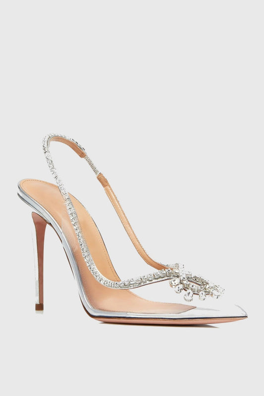 Amelia Rhinestone Embellished Pumps - Silver