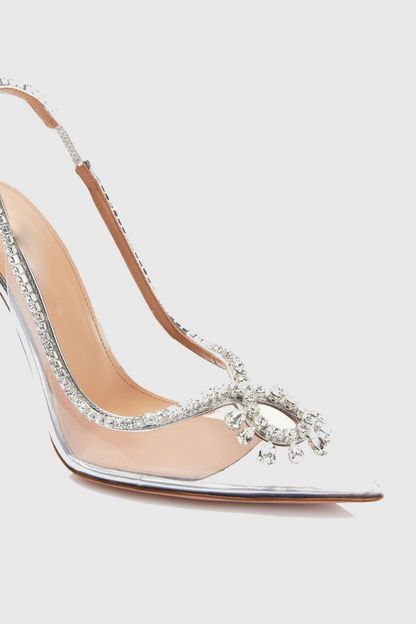 Amelia Rhinestone Embellished Pumps - Silver