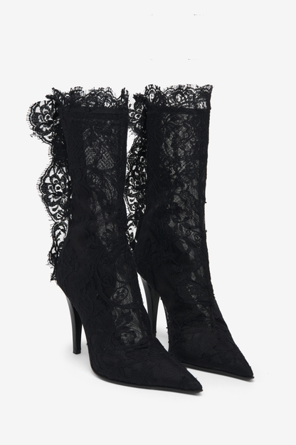 Freya Lace Ankle Boots - Black