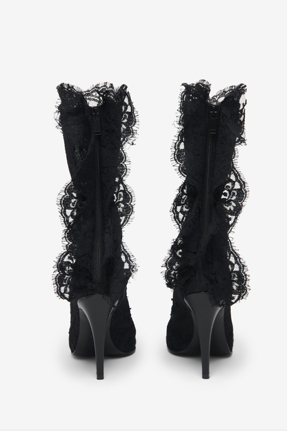 Freya Lace Ankle Boots - Black